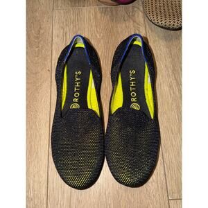 Rothys The Loafer Metallic Lattice Blue Lime Green Flats Limited Edition 9